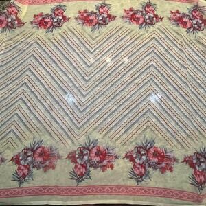 Floral Chevron Scarf Wrap Boho Cottagecore Lightweight Spring 38x84